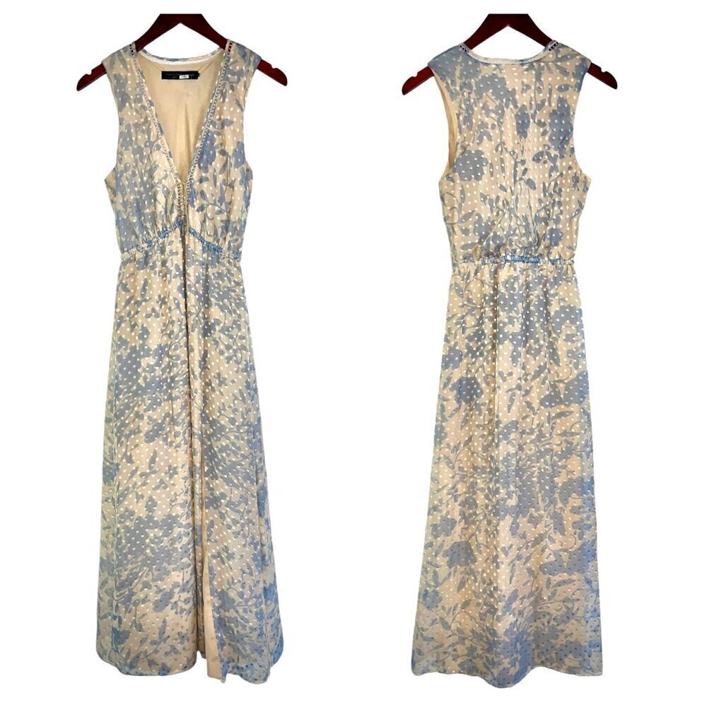 House of Harlow 1960 x Revolve Wilton Dress v-neck slit vintage floral blue XS - Picture 3 of 9